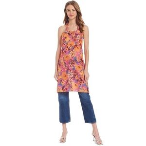 AMANDA UPRICHARD Pink/Orange Floral Heart Ruffle Apron NWOT